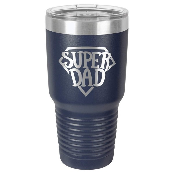 SUPER DAD NAVY 30 oz Drink Tumbler With Straw and