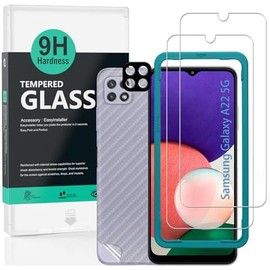 Ibywind para Samsung Galaxy A22 5G 6.6, 2 Protector Pantalla1 Protector Cámara1 Protector Trasera Fibra Carbono,Cristal Templado