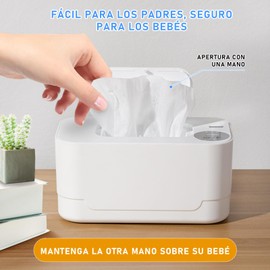 Calentador de Toallitas, calentador y dispensador de toallitas para bebé, doble calor para la comodidad del bebé, lo que lo convierte en una opción popular para viajes y uso doméstico (Blanco).