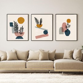 VTRXEG Abstrakte Leinwandbild,abstrakte Orange Kunstdrucke Auf Leinwand Modern Minimalismus Poster Set, Für Wohnzimmer Schlafzimmer Wand Dekorative Bilder Ohne Rahmen (3x30x40cm,Orange-3)