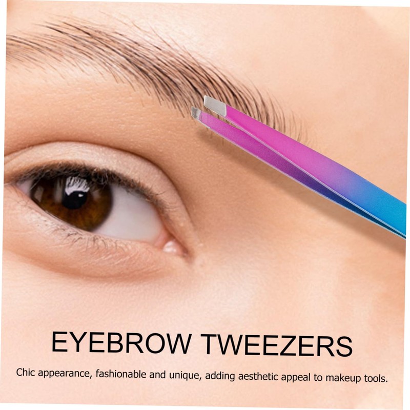 Baluue Stainless Steel Travel Eyebrow Tweezer with Brush Portable Eyebrow