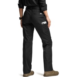 CQR Women's Flex Stretch Tactical Pants, Outdoor Hiking Pants with Pockets, Water Resistant Ripstop Work Pants, Sub Rosa Black, 8