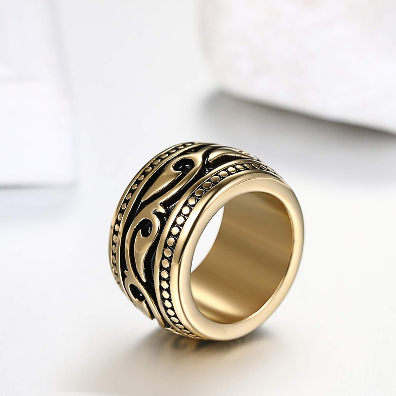 Flongo Men's Thumb Ring, Stainless Steel Ring, Large Hip Hop,