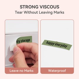 PRT Qutie Label Maker Tape, Waterproof DIY Self-Adhesive Labels, 15mmx4M Compatible for Qutie/D11/D30 Label Printer, Suitable for Name Price Shelf Life Classification Labels - 4M Long/Roll (Green)