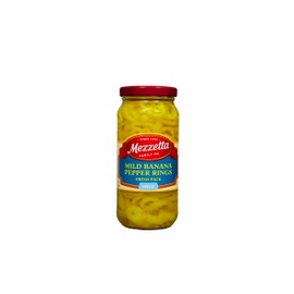 Mezzetta Mild Banana Pepper Rings - Sweet & Crunchy Peperoncini Alternative for Hamburgers, Hot Dogs, Sandwiches - Perfect for Boosting Flavor in Dishes - Gluten Free, Keto, Kosher - 16 OZ - Pack of 6