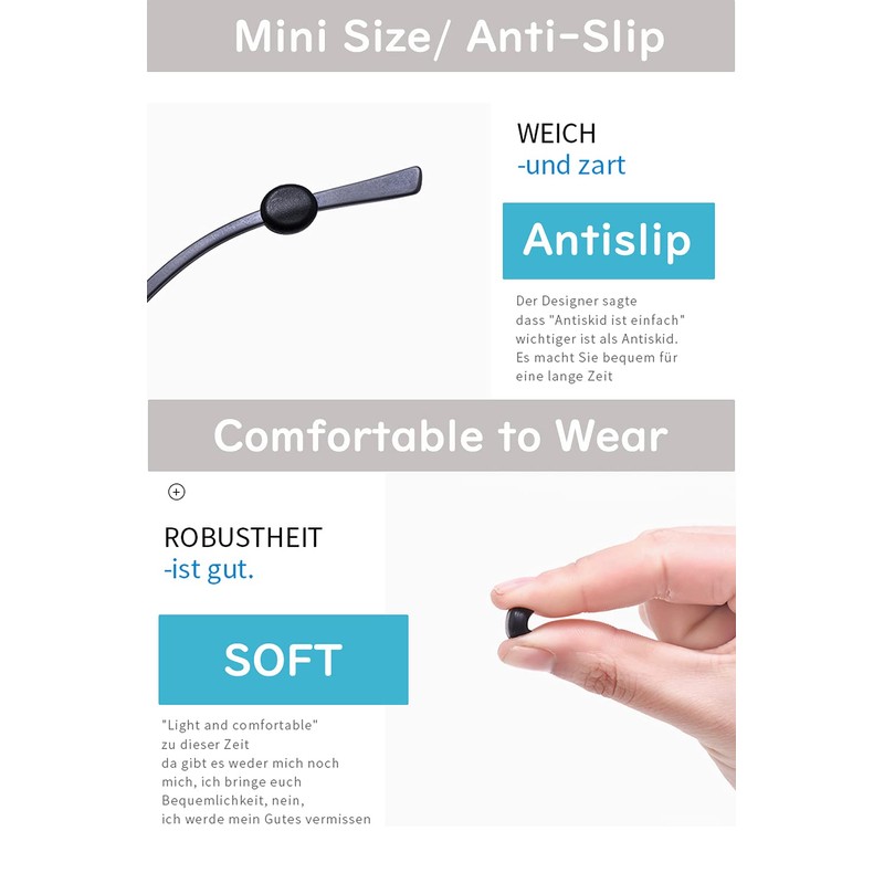 OPUGIT Silicone Eyeglasses Temple Grips Retainer, Upgraded Mini Round Eyewear