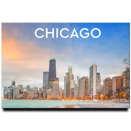 Chicago Fridge Magnet Illinois Travel Souvenir Lake Michigan John Hancock Center, (CMS), 3''x2''