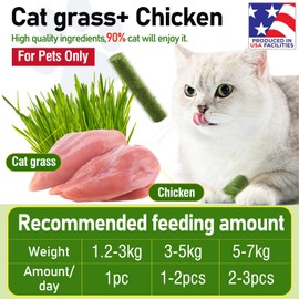 Myfoodog Freezed Drying Cat Grass Stick, Cat Grass Teething Sticks Snacks for Cats, Edible Dry Cats Treats for Teeth Cleaning and Hairball Removal, Made in USA