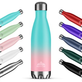 Mont-Clair H2O Stainless Steel Water Bottle, Vacuum Insulated - BPA Free, 12h Hot & 24h Cold Drinks Bottle, Metal, 25 oz Leakproof, Ideal for Adult, Kids, Running - Gradient Cyan/Pink