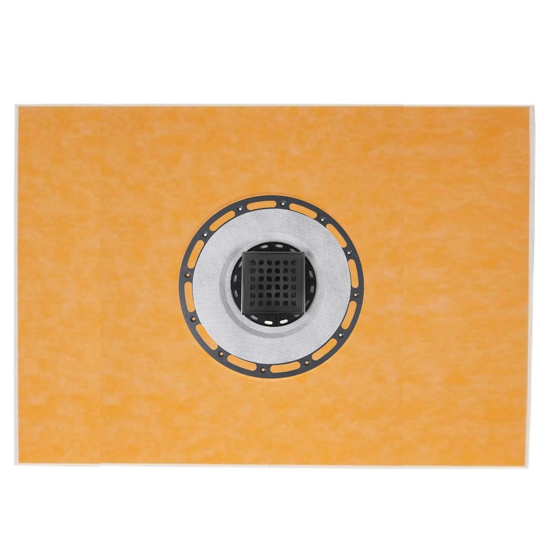 Square Shower Drain, 4-Inch Matte Black Kit with Bonding Flange,