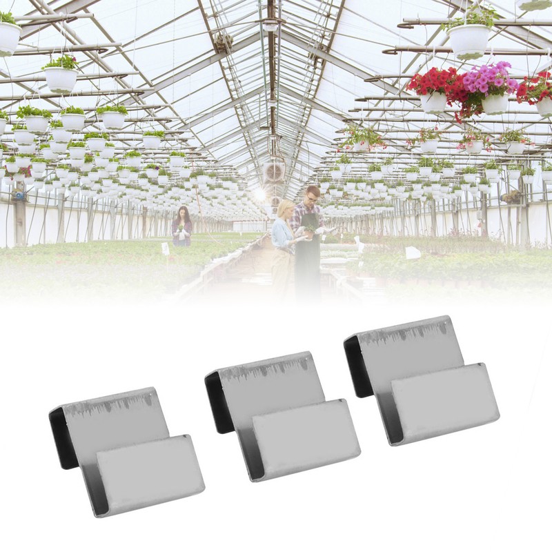 50pcs Stainless Steel Greenhouse Overlap S Clips Durable Glass Frame