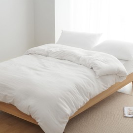 Kumori Duvet Cover, Single, Washed, Moisture Wicking, Quick Drying, Gentle on Skin, Soft, Moist, Peach Skin, Wrinkled, Fully Washable, All Seasons, Duvet Cover, Comforter Cover (Single, 59.1 x 82.7