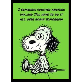 Handmade I Somehow Survived Another Day...Have To Do It Again Snoopy Refrigerator MAGNET