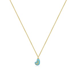 Free bird 14k Gold Plated Daity Initial Necklace for Women Trendy Colorful Necklace Blue Necklaces Small Initial Necklaces Simple Cute Personalized Letter Jewelry Non Tarnish Preppy Birthday