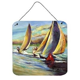 Caroline's Treasures JMK1236DS66 Knost Reggata Sailboats Wall or Door Hanging Prints Aluminum Metal Sign Kitchen Wall Bar Bathroom Plaque Home Decor, 6x6, Multicolor