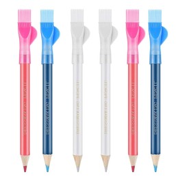 HBINGL 6 Pcs Tailors Chalk Pencils, Water Soluble Sewing Chalk for Fabric with Brush Cap, Water Soluble Sewing Chalk, DIY Craft Markers Pens for Sewing, Quilting and Dressmaking, DIY Craft Tools