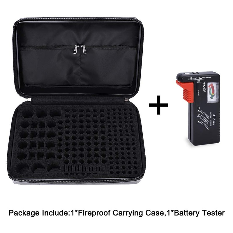 DocSafe Fireproof Battery Organizer Storage Box,Fireproof Waterproof Carrying Case Bag