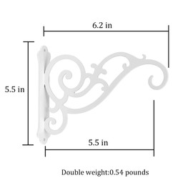 YOYOSO Sunshine Iron Hanging Planter Bracket, 2 Pcs 6-Inch Wall Hooks for Hanging Birds Feeders, Latern, Wind Chimes, Coat, Decorative Indoor Outdoor (Screws Included, White)