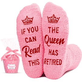 HAPPYPOP Retirement Gifts Ideas Socks for Women - Funny Retirement Socks, Retired Socks Fuzzy Socks, Retirement Gifts Retired Gifts Mom