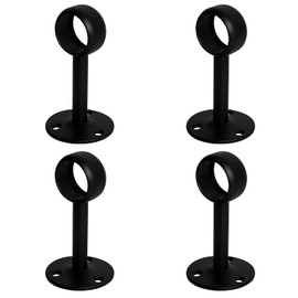 Aopin 4Pcs Ceiling Mount Bracket Pipe Hole Diameter 19 mm (3/4"), Stainless Steel Matte Black Flange Rod Bracket Curtain Shower Curtain Rod Ceiling Mount Bracket