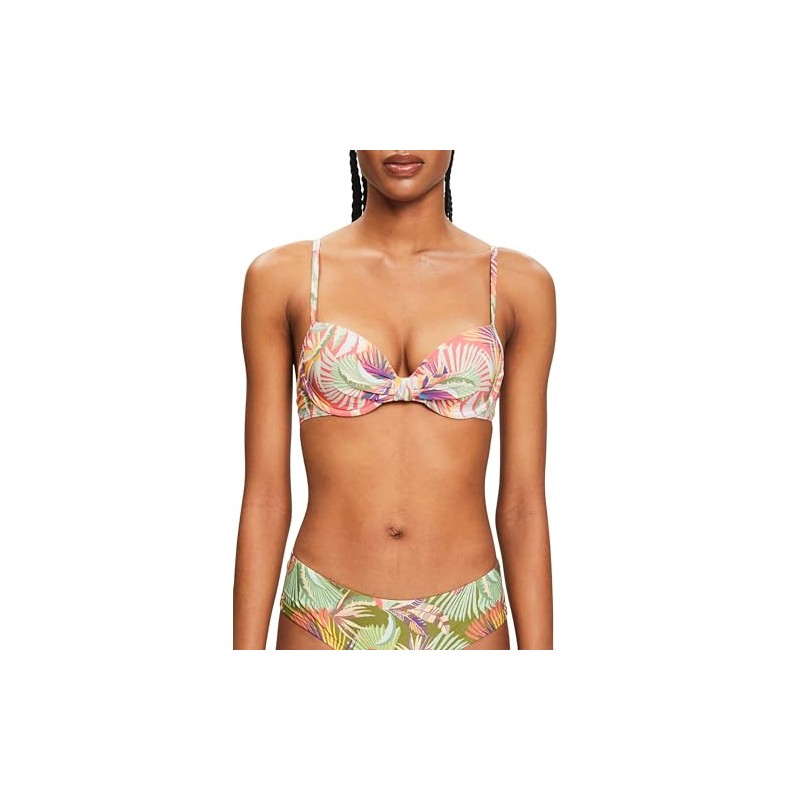 ESPRIT Bikini Top with Padded Underwired Cups and Print, 640/Coral