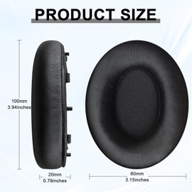 Replacement Ear Pads for Sony WH-1000XM4 (WH1000XM4) Over-Ear Headphones, Ear Cushions, Headset Earpads, Ear Cups Cover with Soft Protein Leather (Black)
