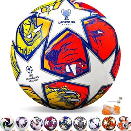 oBoAA Balón de Fútbol de Entrenamiento Juvenil, Tamaño Normal de Partido 5 con Red de Pasador, Soccer Lovers Gift, Champions League Football Fans Memorabilia Adecuado para Niños y Adultos (4HZQ-HX1)