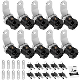 10 Pack Tool Box Lock with Keys, 5/8" RV Storage Lock Keyed Alike, Cabinet Lock Cam Locks for Toolbox Lock Replacement Mailbox RV Compartment Locks with Manual (Black -10 Pack, 5/8 Inch)