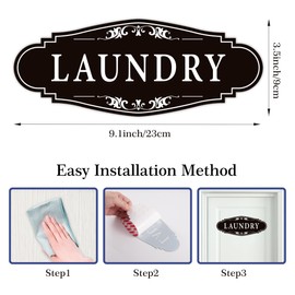 Laundry Room Door Sign for Business and Home，Self-Adhesive Waterproof Cute Laundry Room Door Sticker Decals for House, Apartment, Hotel Laundromat Decor（Black）