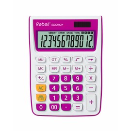 Rebell RE-SDC912PK Desktop Calculator SDC912 12 Digit Desktop Calculator for Office and Home Dual Operation Pink