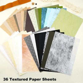 Moriquill 36PCS Vintage Textured Paper Set – Retro Scrapbook Paper Kit with Envelope for Junk Journaling Collage Journal Supplies DIY Crafts Decorative Sheets 8.3 x 5.8 in