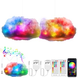 ViLSOM LED Cloud Light,2pcs RGB Cloud Lights with IC Remote Control and APP Control Cool Lights Sync Music Color Changing Led Light for Bedroom Ceiling Adults and Kids Modern Home Decorations
