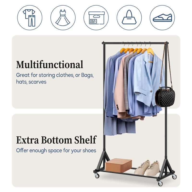 SLEEPING LAMB Heavy Duty Clothes Rack, Rolling Clothing Racks for