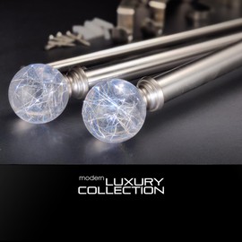 ILAISIHOME Double Curtain Rods Set: 1-1/8 Inch Diameter Luxury Curtain Rods, 72-144 Inch Adjustable Drapery Rod with Clear Silver Lines Finials