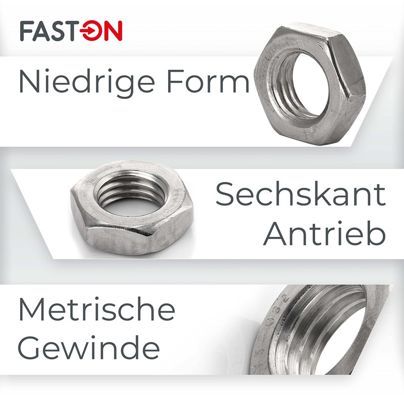 FASTON Hex Nuts M3 Low Shape Stainless Steel A2 V2A