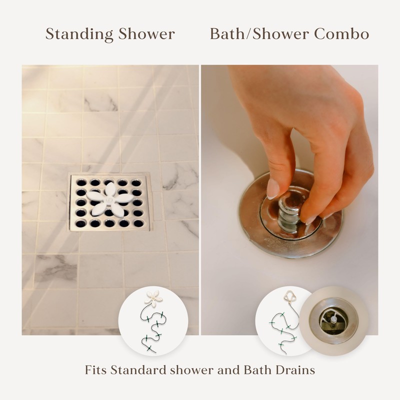 ​DrainWig Shower Drain Hair Catcher – Disposable White Flower (2-Pack)