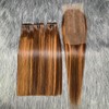 TOOCCI Highlight P4/30 Bundles with Closure,Ombre Straight Hair 3 Human