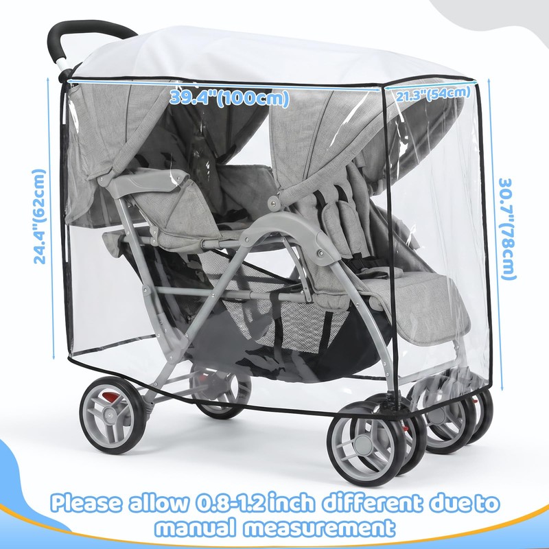 Double Stroller Rain Cover, Universal Double Stroller Rain Cover Front