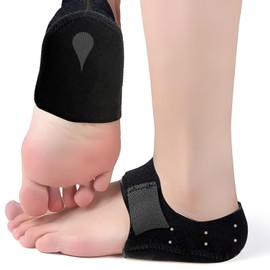 Bukihome Gel Heel Protector Pads, UK Size 8-13/UK Size 4.5-7.5, 9mm Cushioned Support for Plantar Fasciitis, Black (S)