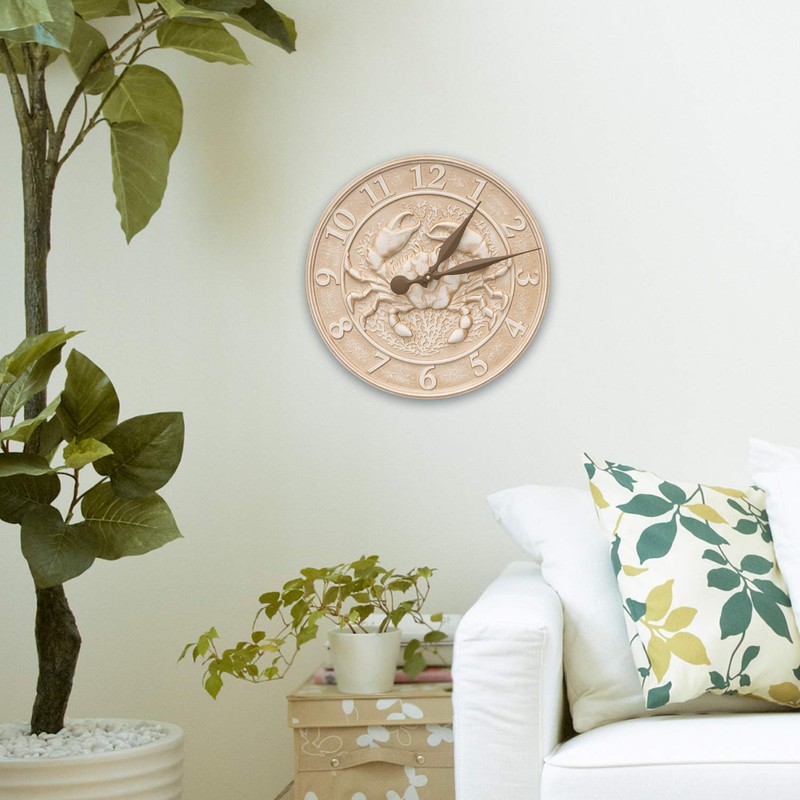 Whitehall Products Crab Sealife Clock, Limestone