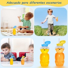 Vaso de Oso con Popote para Bebé - 2 Piezas Vaso Osito Popote Bebé Sin BPA， Material Grado Alimenticio + Taza Entrenamiento Alimenticio Antiderrames (Jugo/Leche/Complementaria)