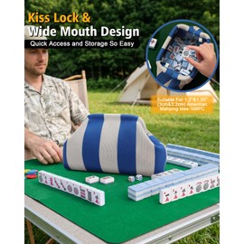bohunono Travel Mahjong Tile Bag with Kiss Lock,Dumpling Bag, Beach Clutch Purse for Women,Mahjong Accessories and Gifts