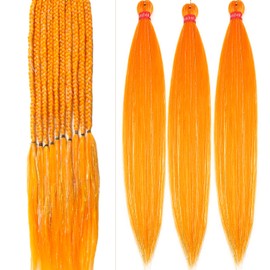 FAYETA Orange Braiding Hair Mix Tinsel Braiding Hair 28 Inch 3 Packs Colored Jumbo Braiding Hair For Festival Braids Hair Yaki Texture Hot Water Setting