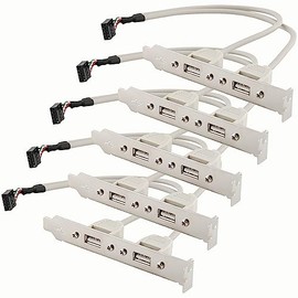 Protronix Motherboard Cable to 2-Port USB 2.0 Rear Panel Bracket Host Adapter (5-Pack)