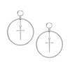 Cross Hoop Dangle Earrings for Women Silver Plated Circle Huggie