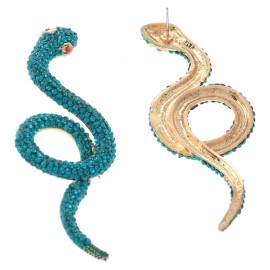 neXxtten Gold Tone Metal Crystal Rhinestone Snake Post Earring ER2410-EME