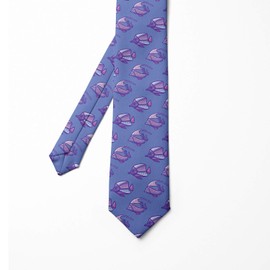 Ambesonne Necktie, Underwater Fishes Pattern, 3.7", Blue Violet Multicolor