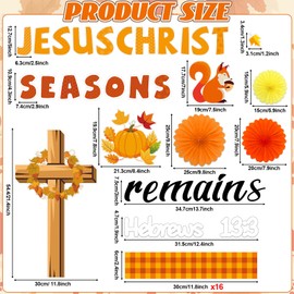Fall Jesus Christian Bulletin Board Decorations Set with 3D Tissue Paper Flower Fall Thanksgiving Classroom Bulletin Board Border Autumn Maple Leaves Pumpkins Cutouts for Library Chalkboard Supplies