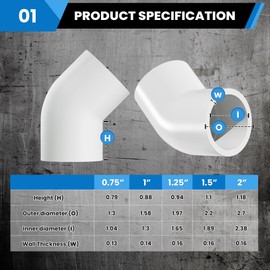 1-1/4" 45 Degree PVC 2 Way Elbow Fitting, 10 Pcs Angle Pipe Connectors, Schedule 40 Furniture Grade Fittings for Building PVC Furniture DIY Garden Structures and Frames