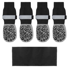 4 Pieces Of Pet Socks And 1 Piece Of Elastic Pet Earmuffs, Waterproof Socks, Non-Slip Socks, Dog Paw Protection, Pet Supplies